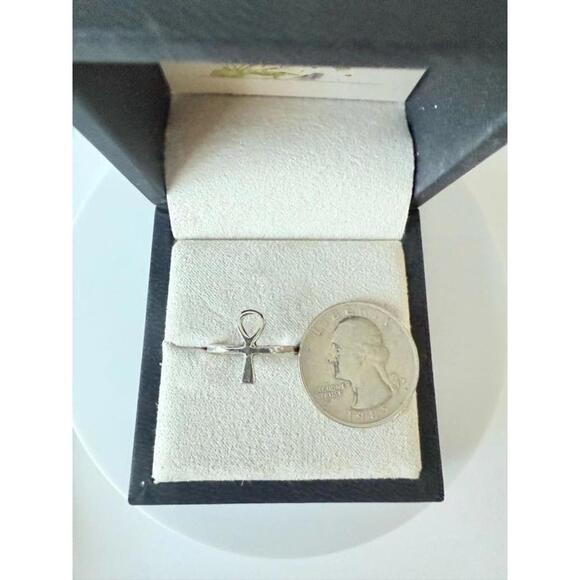 925 Sterling Silver Vintage Egyptian Ankh Oxidized Ring Size 6 Key of Life - Picture 8 of 8